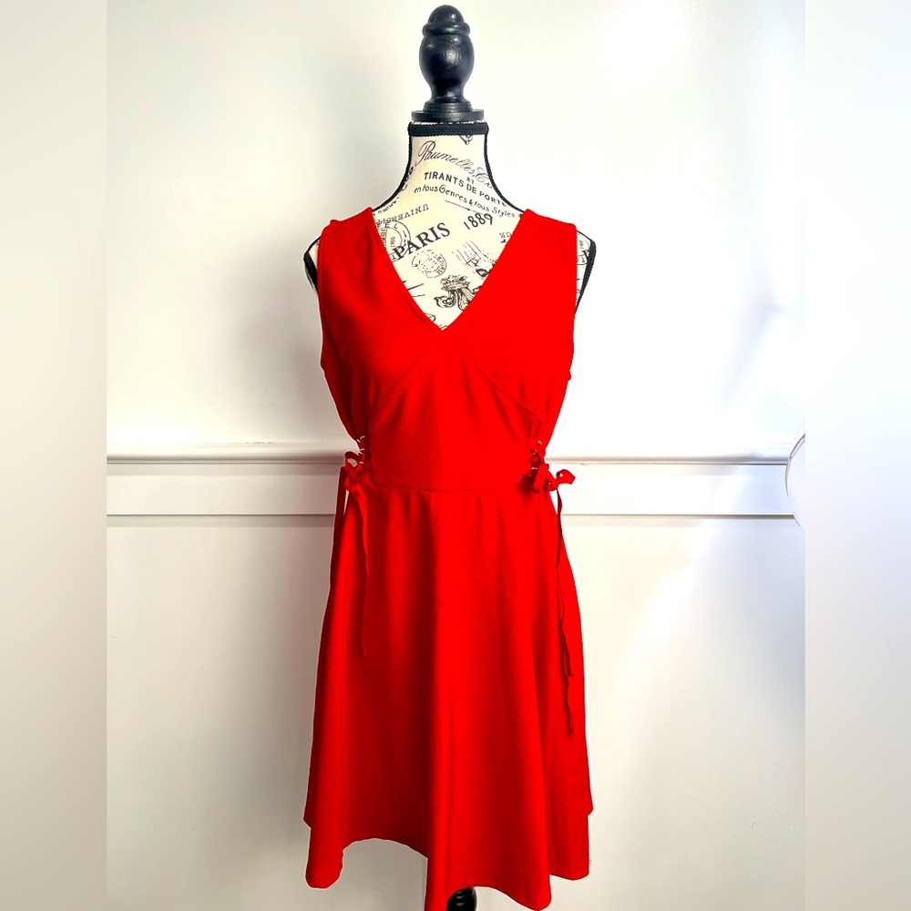 Xhilaration Red Dress with Lace Up Sides- Size Medium